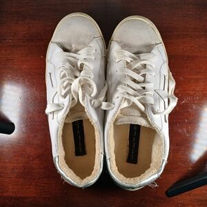 Steven By Steve Madden Ramsey White Leather Star Sneakers Womens Sz 7